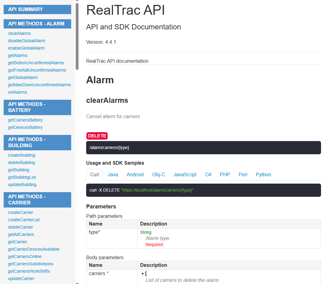 RealTrac 4.4 API RealTrac 4.4 API